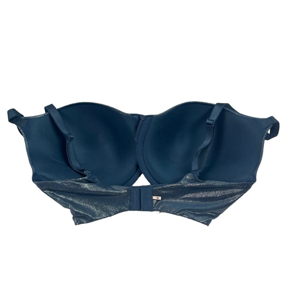 Victorias Secret Uplift Semi Demi Bra Underwire Padded Blue Metallic 32DDD - Picture 3 of 11